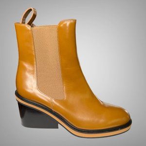 Hermes NIB Sand Chelsea Ankle Boots EU Size 38 Shoes Block Heels